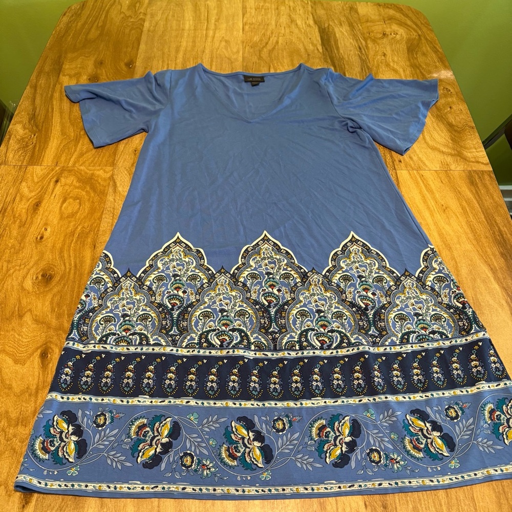 3/$55 J Jill Wearever Collection Eastern Short Sleeve Dress Small Petite 33”